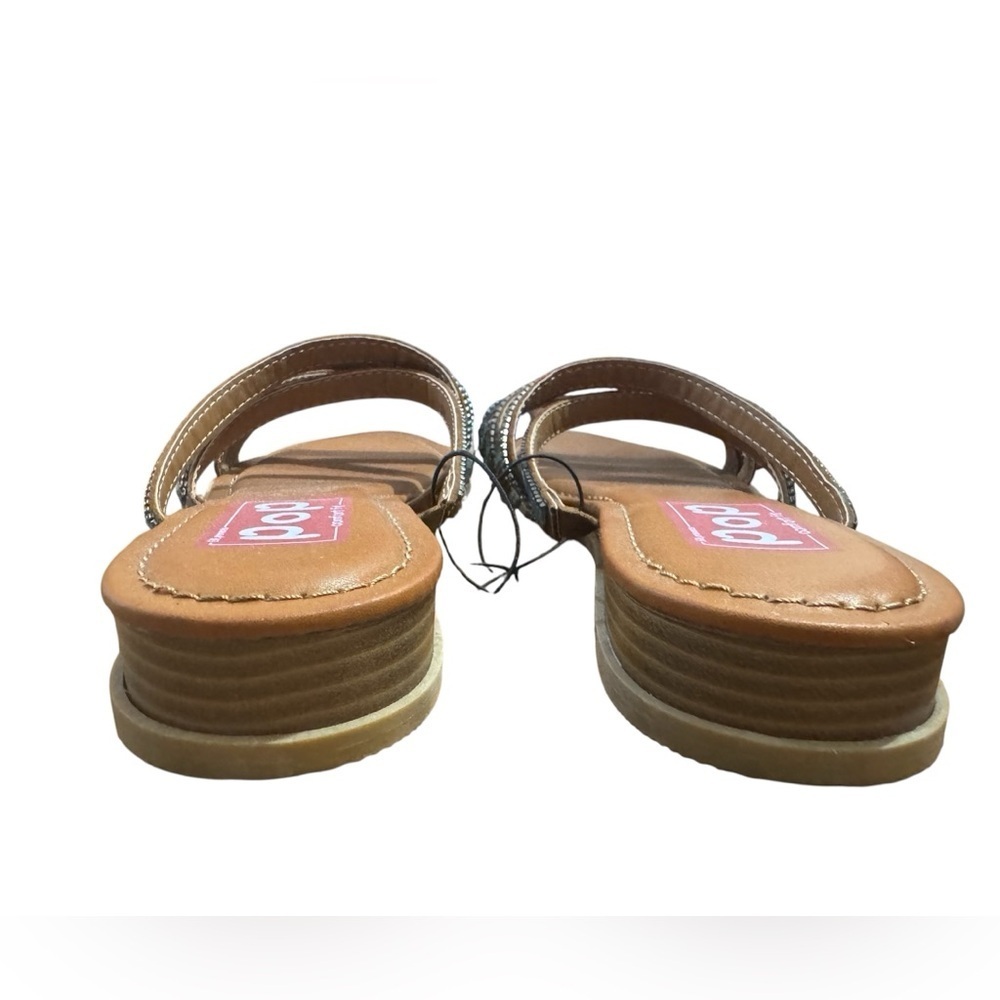 Pop Euphoric Sandals with Interwoven Straps Embellished with Blue Crystals W/10 - Picture 4 of 7